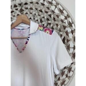 Lillie Green white collared golf shirt size small